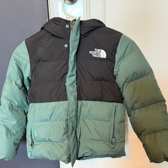 The North Face Other - The North Face Two-Tone Black and Sage Green Kids Puffer Jacket